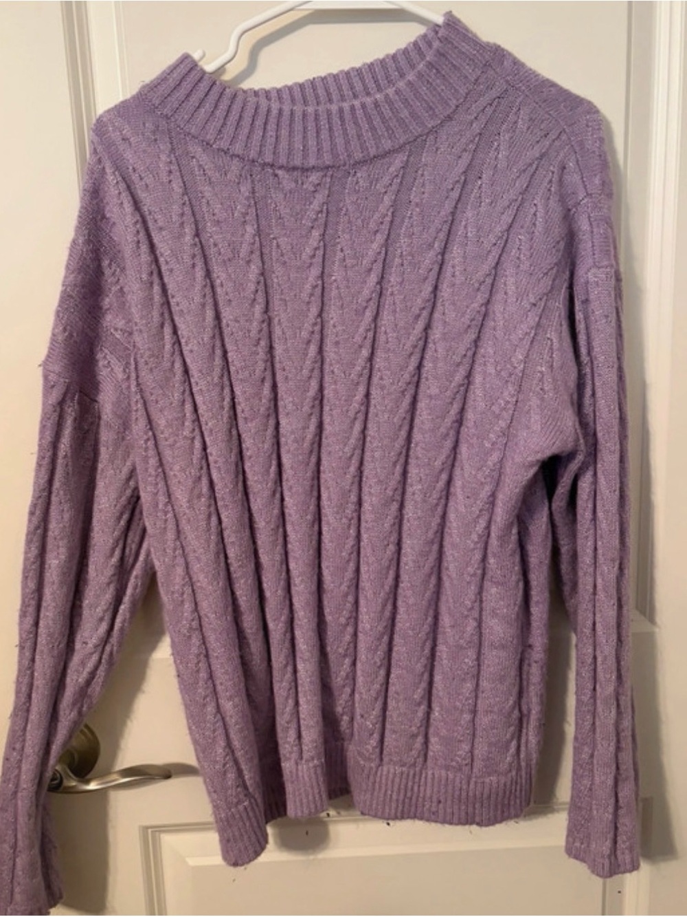 Talbots Lilac Cable Knit Turtleneck Sweater